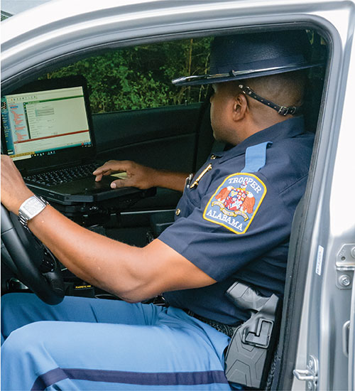 Police officer in car